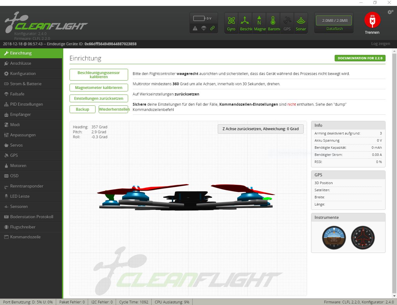 Cleanflight Einrichtung